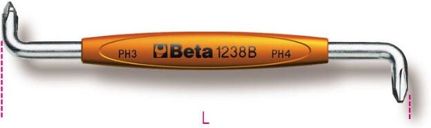Beta Haakse schroevendraaier voor Phillips kruiskopschroeven 1238B 1-2 012380201