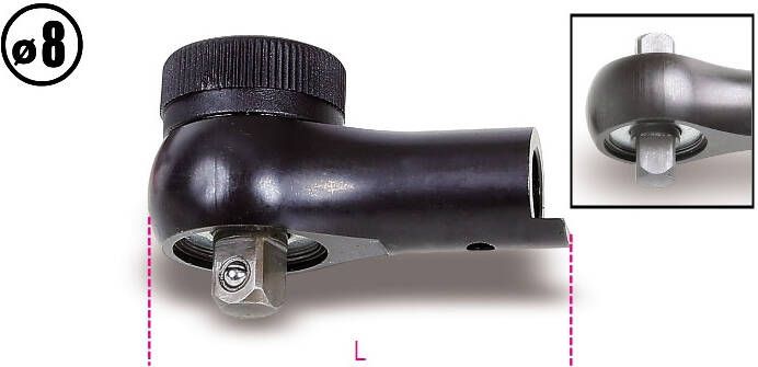 Beta Omschakelbare ratelkop voor momentsleutels type 604B 5 en 604B 10 8 mm aansluiting 611 006110001