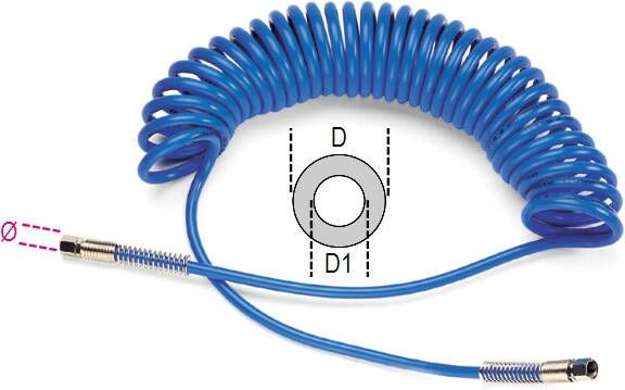 Beta Polyuretheen spiraalslang 95 Shore uittrekbaar tot 9 meter 1915B 6 5X10 019150011