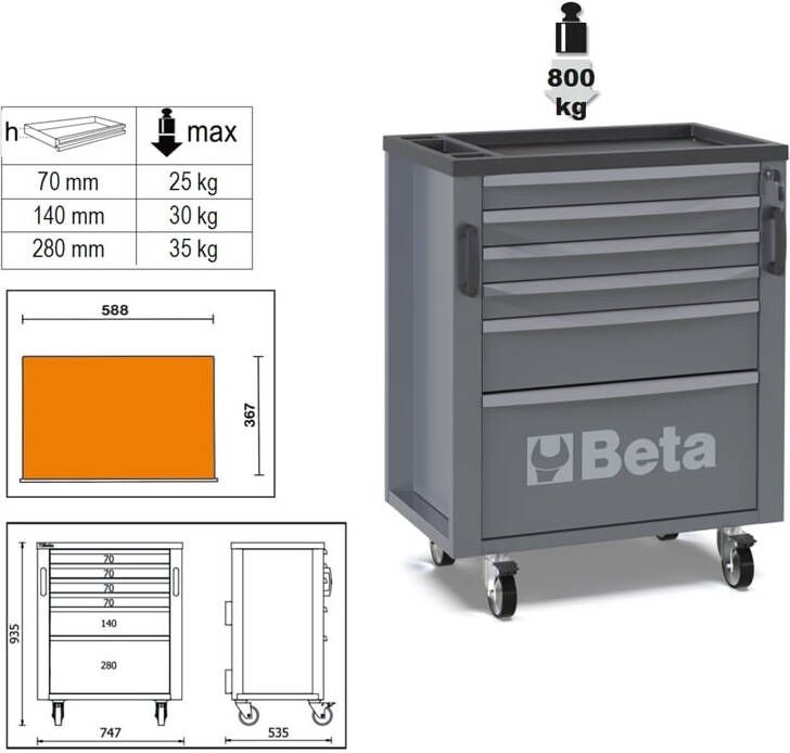 Beta Rsc50 C6 Gereedschapswagen | 6 laden 050001206