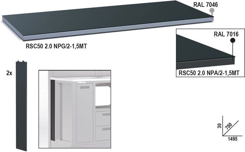 Beta Rsc50 Npa 2 Werkblad Inox | 1 5 mt 050001124