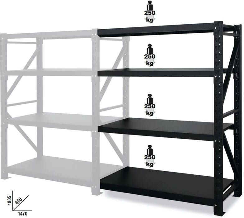 Beta S4Ca Stellingkast Uitbreidingsset | 4 Legplanken 088880495