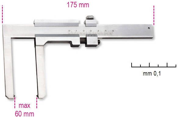 Beta Schuifmaat voor remschijven uitlezing tot 0.1 mm 1650FD 016500050