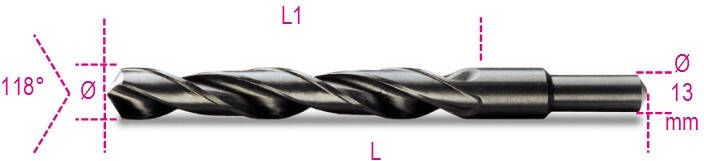Beta Spiraalboren korte uitvoering schacht gereduceerd tot 13 mm HSS gewalst 410A 18 00 004100295
