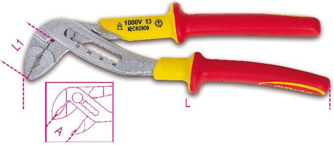Beta Waterpomptang doorgestoken scharnier 1000V geisoleerd 1048MQ 250 010480315