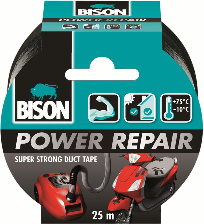 Bison Power Repair Zwart | Rol | 25 m 6311863