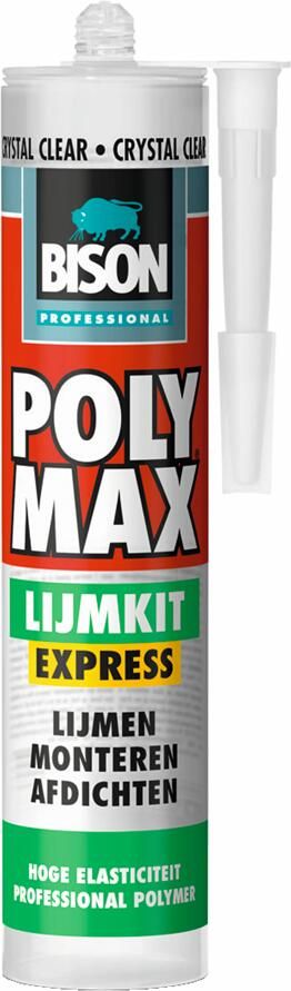 Bison Professional Poly Max Lijmkit Express Crystal Clear Koker | 300 g 1490919
