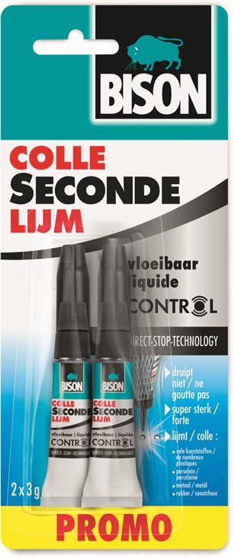 Bison Secondelijm Vloeibaar Control | 2x 3g Promo Blister 6311544