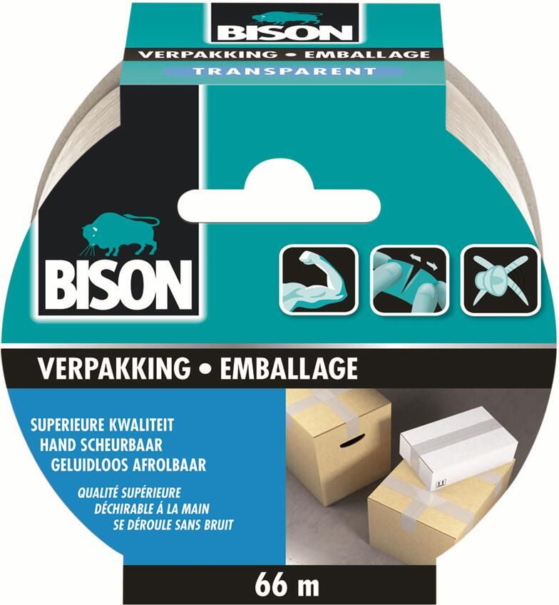 Bison Verpakkingstape Transparent | Rol | 66 m x 50 mm 6311843