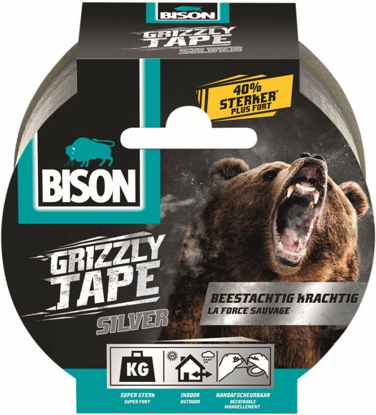 Bison Grizzly Tape Zilver Rol 10M*6 Nlfr 6311851