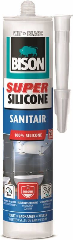 Bison Super Silicone Sanitair Wit Crt 300Ml*12 Nlfr 6302411