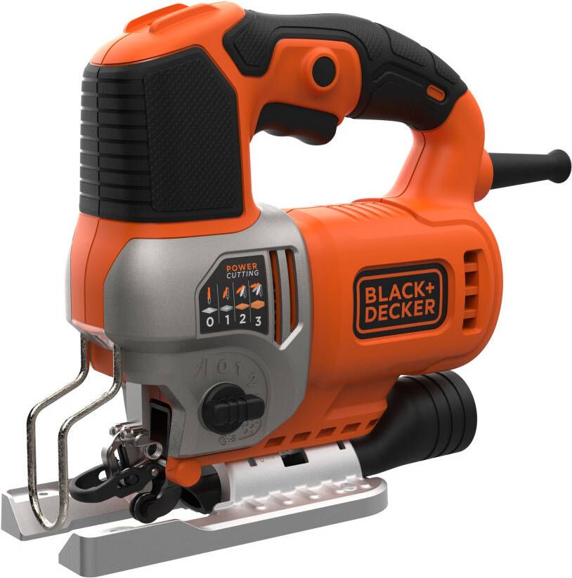 Black+Decker BES610 650W Pendeldecoupeerzaag | 1 zaagblad voor hout | 1 zaagrechtblad voor hout | Antisplinterplaatje BES610-QS