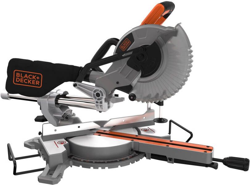 Black+Decker BES700 1600W 216mm Afkort- en verstekzaag | 1x Zaagblad 48 hardmetalen tanden | Stofzak BES700-QS