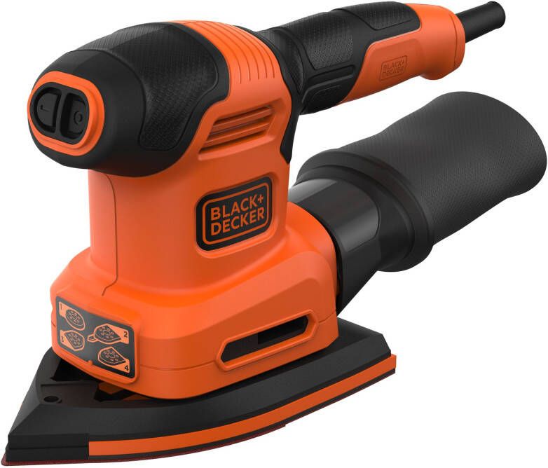 Black+Decker BEW200 200W 4IN1 Multischuurmachine | Vlak- detail- en excentrische schuurzool | 1x Schuurvinger | 6x Schuurvellen BEW200-QS