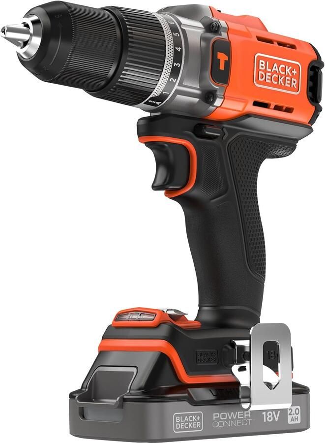 Black+Decker BCD383D1XK Accu Schroef- Klopboormachine | 18V | 1x 2.0Ah + Lader | In Koffer BCD383D1XK-QW