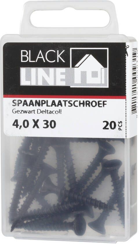 Blackline Spaanplaatschroef Hcp Zwart Pk Torx TX20 +Snijpunt 4.0X30 | 20 stuks 6901.20.14030