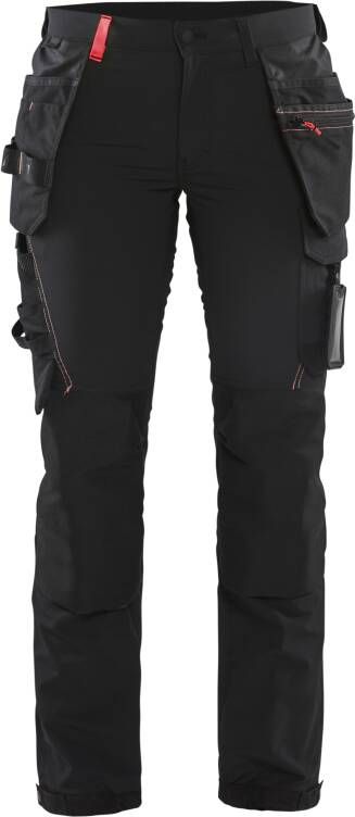 Blåkläder Dames 4-weg stretch werkbroek 71921645 | Zwart Rood | 7330509741849