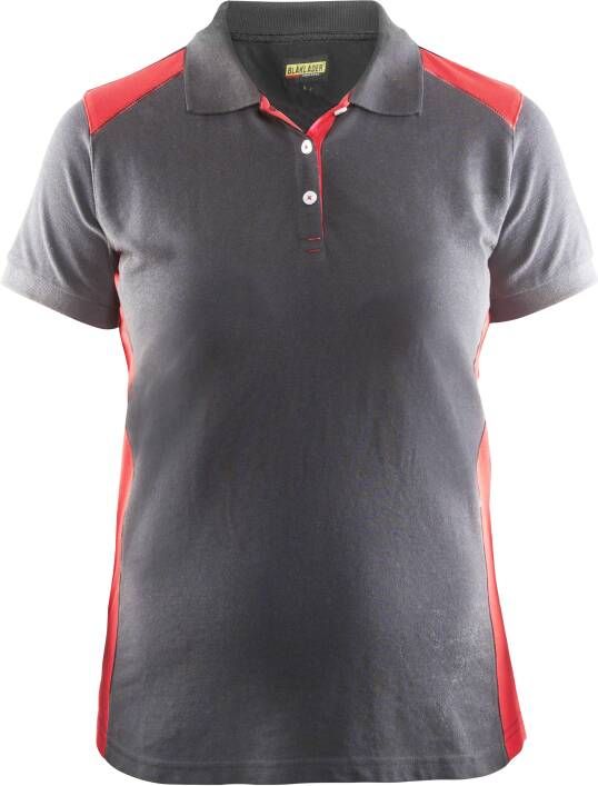 Blåkläder Dames poloshirt piqué 33901050 | Grijs Rood | Maat 3XL 7330509515723