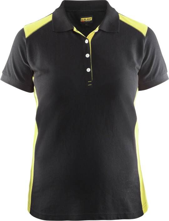 Blåkläder Dames poloshirt piqué 33901050 | Zwart High-Vis Geel | Maat XXL 7330509588185