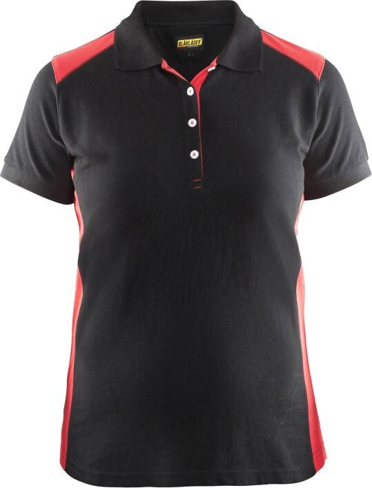 Blåkläder Dames poloshirt piqué 33901050 | Zwart Rood | Maat XXL 7330509479612
