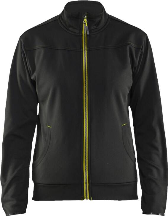 Blåkläder Dames service Sweatshirt met rits 33942526 | Zwart High-Vis Geel | Maat 3XL 7330509648056