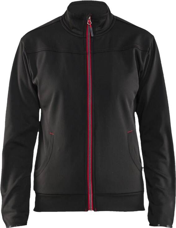 Blåkläder Dames service Sweatshirt met rits 33942526 | Zwart Rood | Maat 3XL 7330509648124