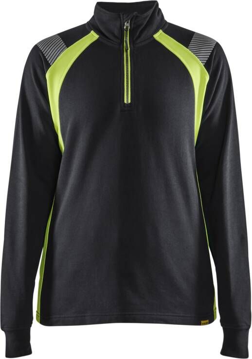 Blåkläder Dames Sweatshirt halve rits Visible 34031158 | Zwart High-Vis Geel | Maat 3XL 7330509815540