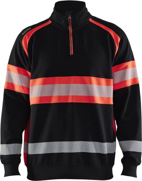 Blåkläder High-Vis Sweater 35531158 | Zwart High-Vis Rood | Maat 3XL 7330509830857