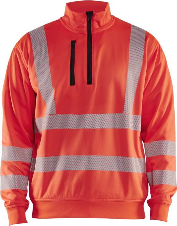 Blåkläder High-Vis Sweatshirt halve rits 35642538 | High-Vis Rood | Maat 4XL 7330509831618