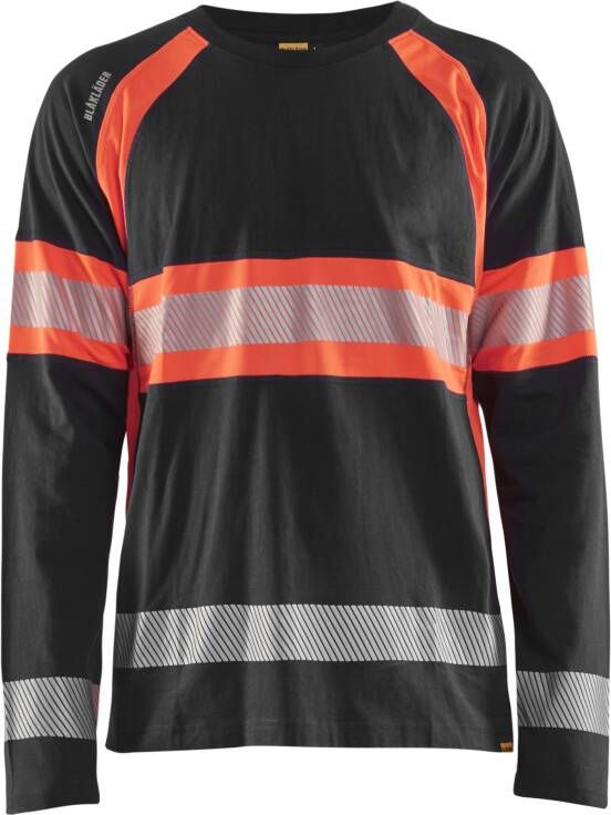 Blåkläder High-Vis T-Shirt lange mouwen 35101030 | Zwart High-Vis Rood | Maat 3XL 7330509799406