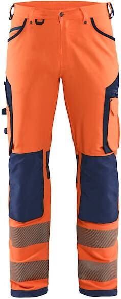 Blåkläder High-Vis werkbroek met 4-weg stretch zonder spijkerzakken 11971642 | High Vis Oranje Marineblauw | 7330509840818