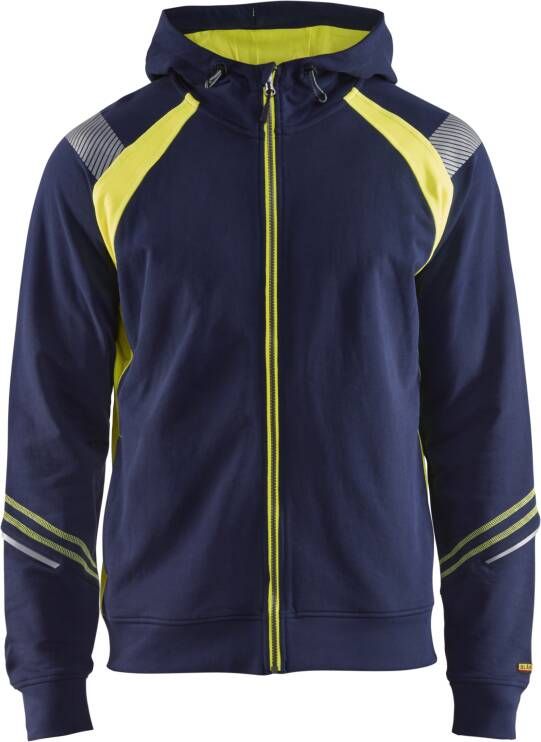 Blåkläder Hooded Sweatshirt hele rits Visible 34331158 | Marine High-Vis Geel | Maat XXL 7330509595756