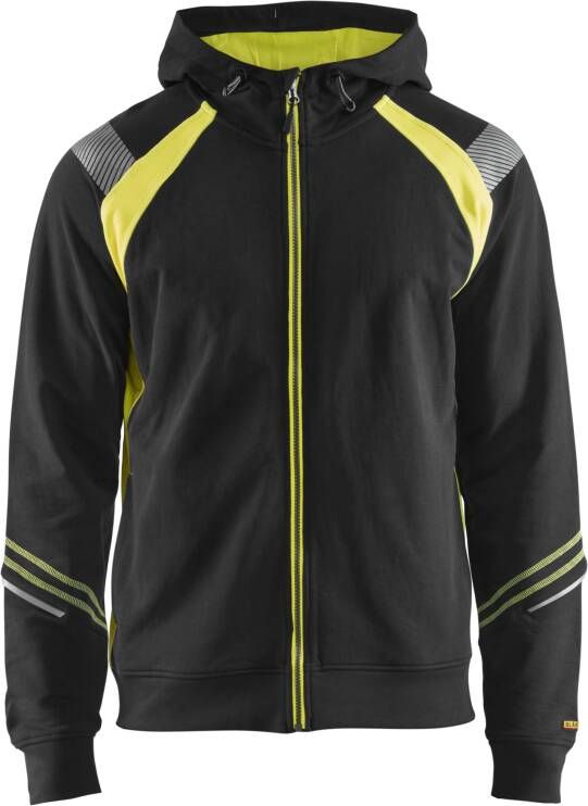 Blåkläder Hooded Sweatshirt hele rits Visible 34331158 | Zwart High-Vis Geel | Maat 3XL 7330509595763