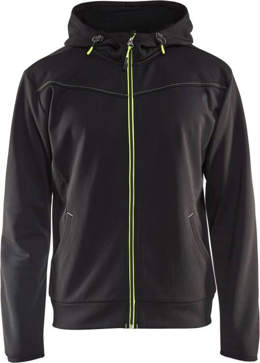 Blåkläder Hoodie met rits 33632526 | Zwart High-Vis Geel | Maat 4XL 7330509550205