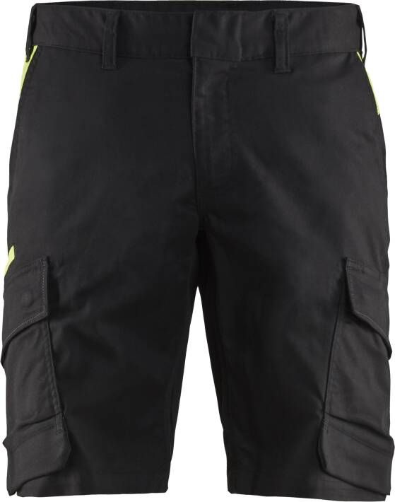 Blåkläder Industrie short met stretch 14461832 | Zwart High Vis Geel | 7330509758465