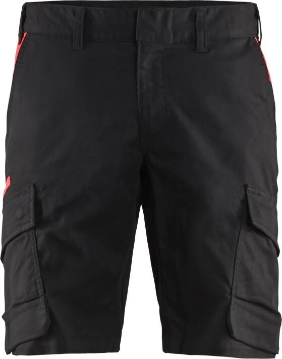 Blåkläder Industrie short met stretch 14461832 | Zwart Rood | 7330509758625