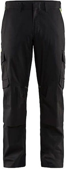 Blåkläder Industrie werkbroek stretch met kniezakken 14481832 | Zwart High-Vis Geel | 7330509760154