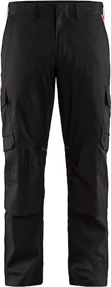 Blåkläder Industrie werkbroek stretch met kniezakken 14481832 | Zwart Rood | 7330509760482