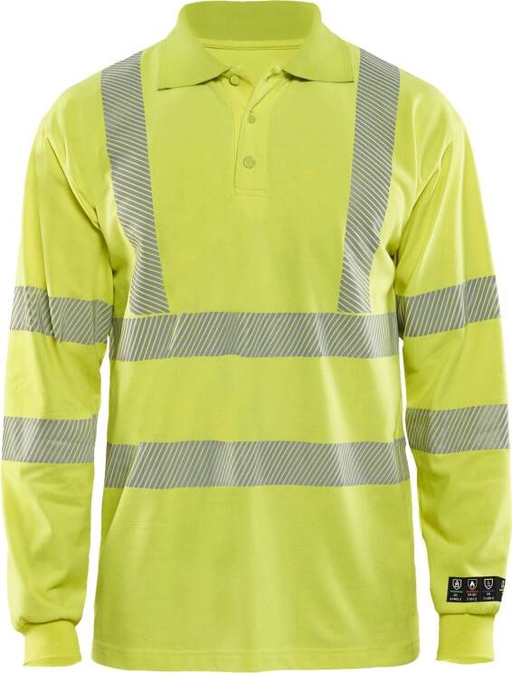 Blåkläder Multinorm piqué polo lange mouw 34391726 | High-Vis Geel | Maat 3XL 7330509536490