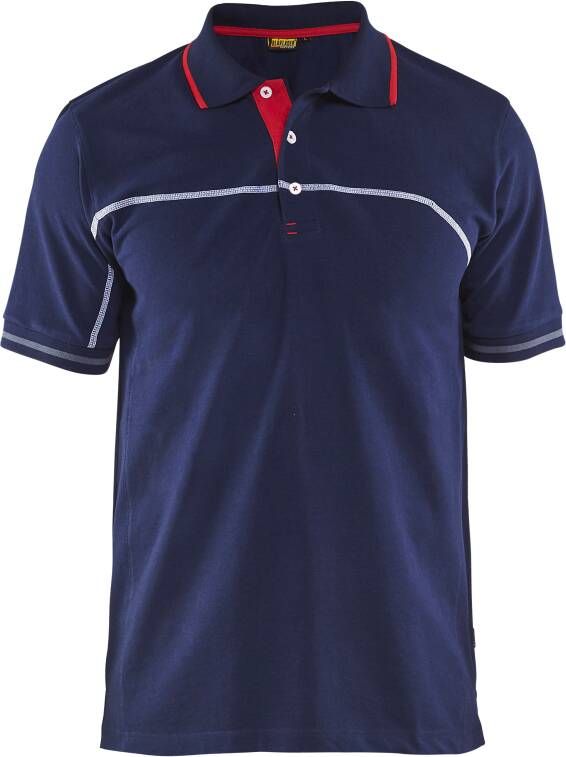 Blåkläder Poloshirt 33891050 | Marineblauw Rood | Maat 4XL 7330509479704