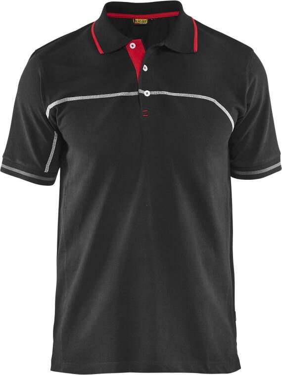 Blåkläder Poloshirt 33891050 | Zwart Rood | Maat 4XL 7330509479865