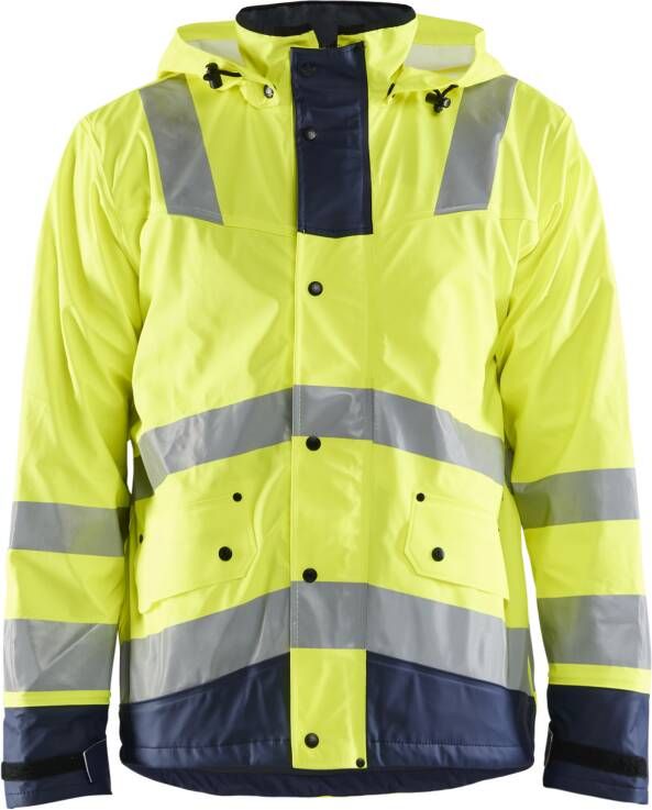 Blåkläder Regenjas gevoerd High-Vis LEVEL 2 43072003 | High-Vis Geel Marineblauw | Maat XXL 7330509687949