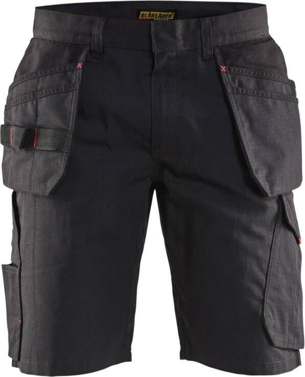 Blåkläder Service short met spijkerzakken 14941330 | Zwart Rood | 7330509689066