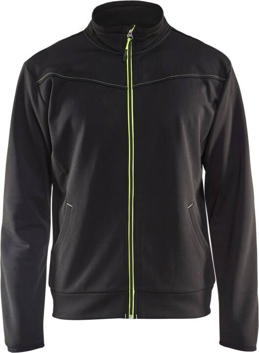 Blåkläder Service Sweatshirt met rits 33622526 | Zwart High-Vis Geel | Maat XXL 7330509550861