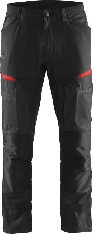 Blåkläder Service werkbroek met stretch 14561845 | Zwart Rood | 7330509651476