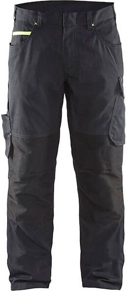 Blåkläder Service werkbroek met stretch zonder spijkerzakken 14951330 | Zwart High-Vis Geel | 7330509544358
