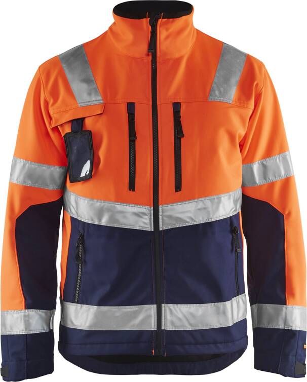 Blåkläder Softshell jack High-Vis 49002517 | High Vis Oranje Marineblauw | Maat 3XL 7330509390078