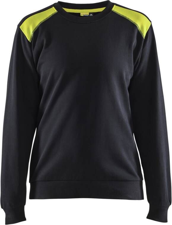 Blåkläder Sweatshirt bicolour Dames 34081158 | Zwart High-Vis Geel | Maat XXL 7330509814703