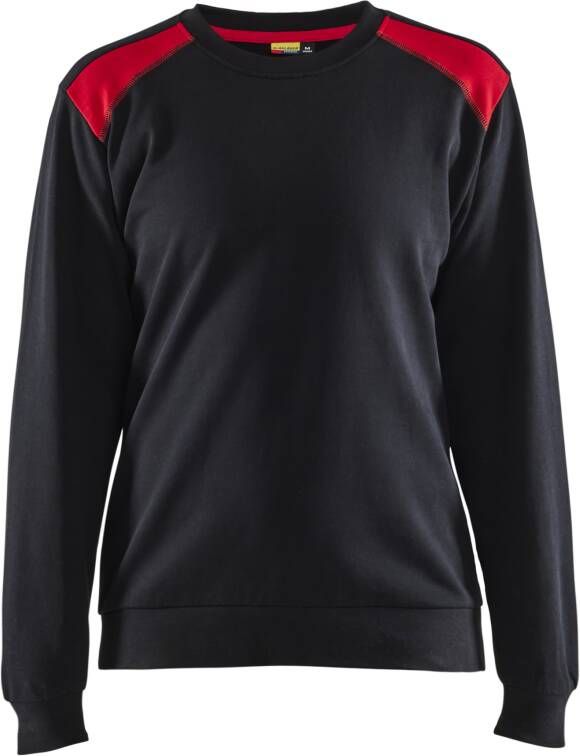 Blåkläder Sweatshirt bicolour Dames 34081158 | Zwart Rood | Maat 3XL 7330509810705