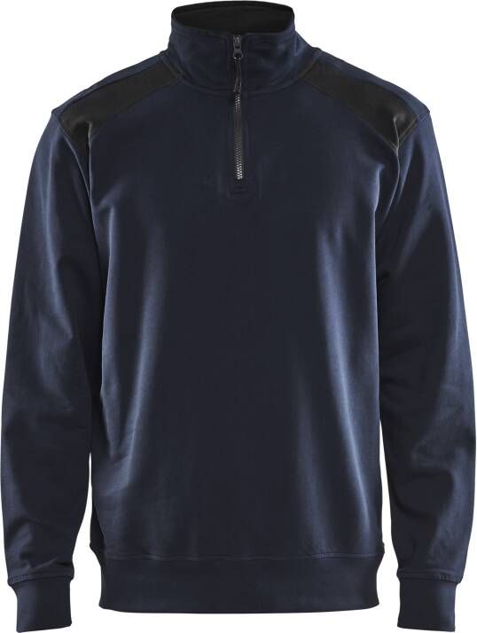 Blåkläder Sweatshirt bicolour met halve rits 33531158 | Donker marineblauw Zwart | Maat 3XL 7330509656600